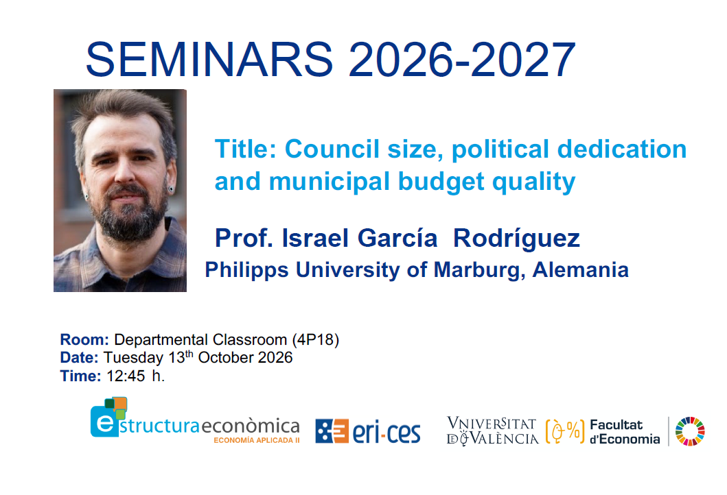 Seminars 2026 -2027. 13th October 4P18, 12:45h. Israel García Rodríguez: 